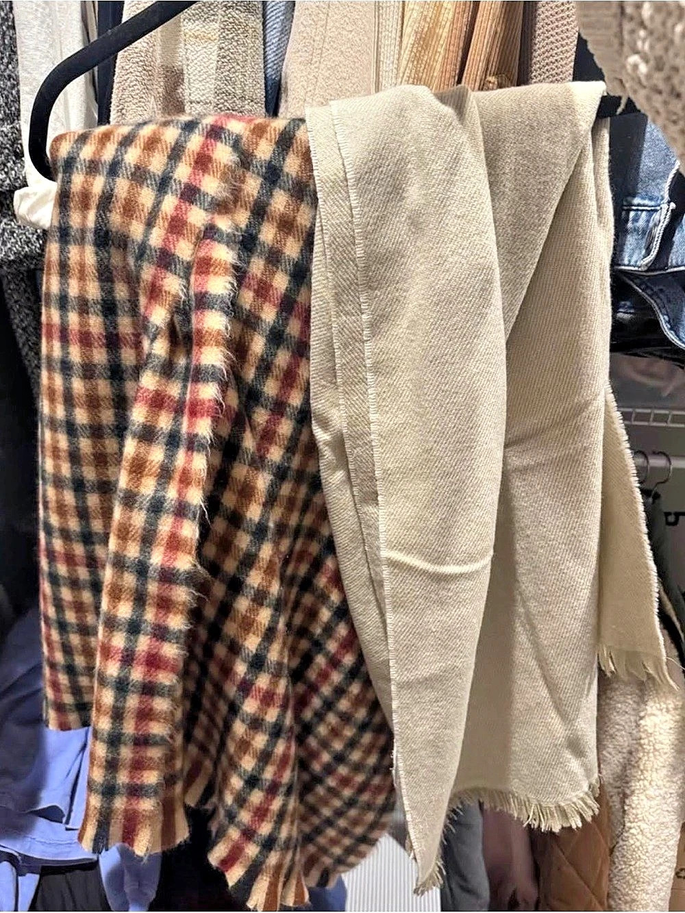 Plaid Scarf in Brown & Beige  and taupe color old navy